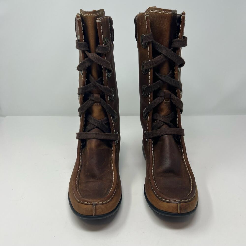 Cole Haan Women's Boots Size 6 Brown Leather Lace Up Waterproof - Picture 2 of 13